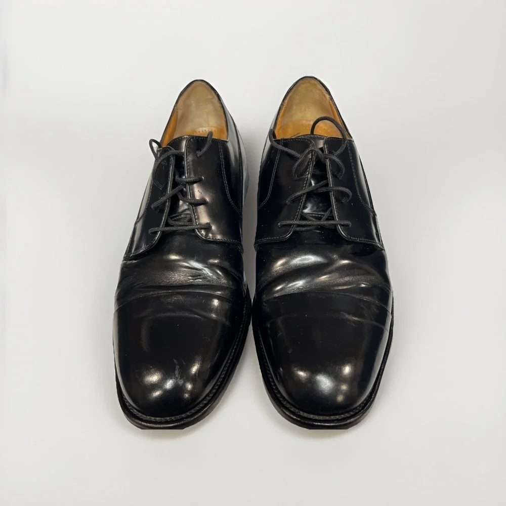 BOSTONIAN Classics First Flex Leather Cap Toe Shiny Black Oxfords Men's 11.5M